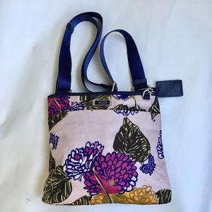 Tumi Crossbody Floral Crossbody Bag 3 Pocket Pink Purple